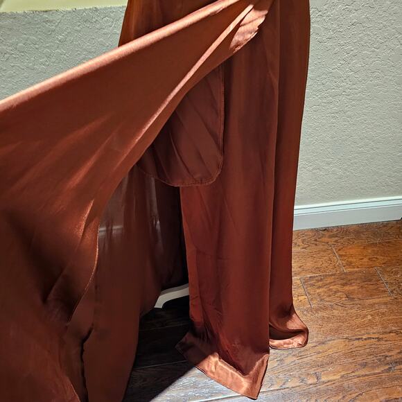 Galina Signature 4 Rust Satin Formal Gown Long Maxi Dress Bridesmaid Evening - Picture 10 of 13